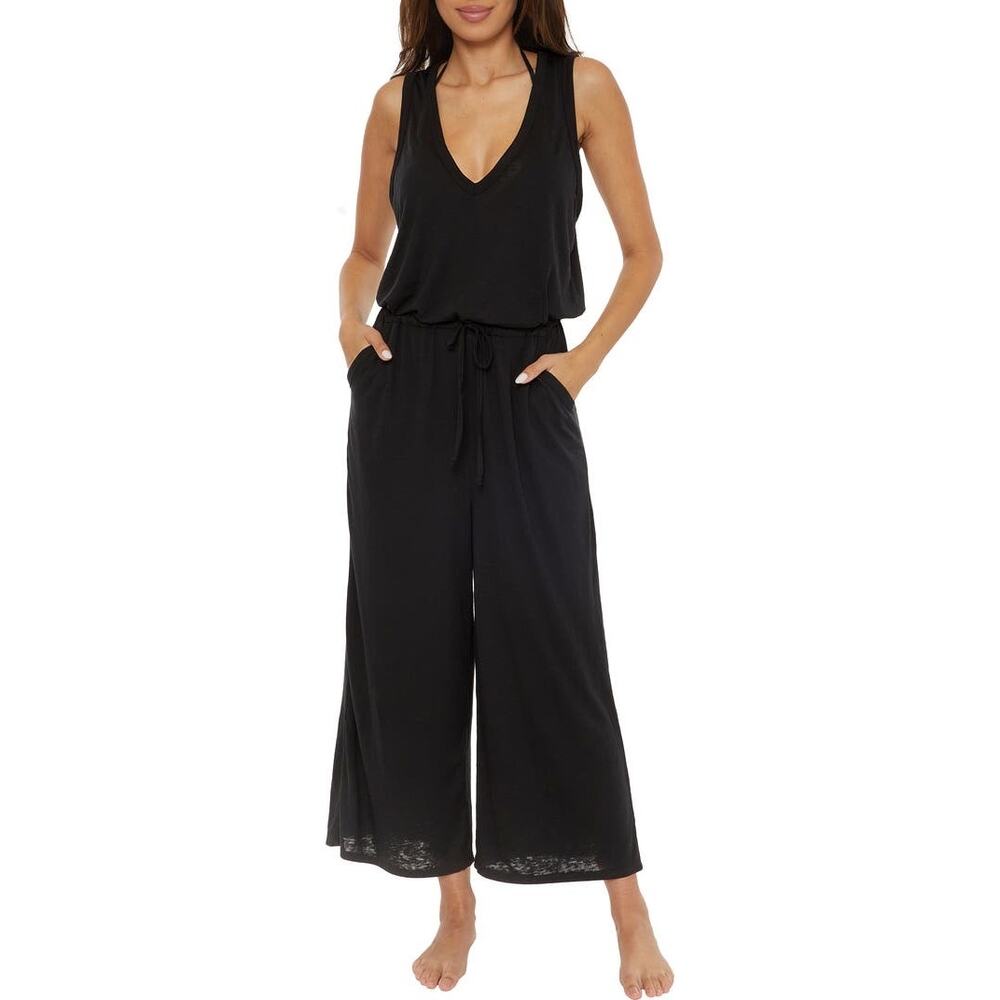 Becca Rebecca Virtue Beach Date Wide Leg V-Neck Coverup Jumpsuit - Picture 2 of 10